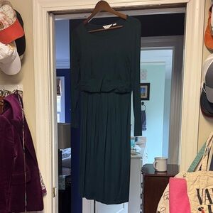 Seraphine Elegant Forest Green Maternity/Nursing Long Sleeve Dress